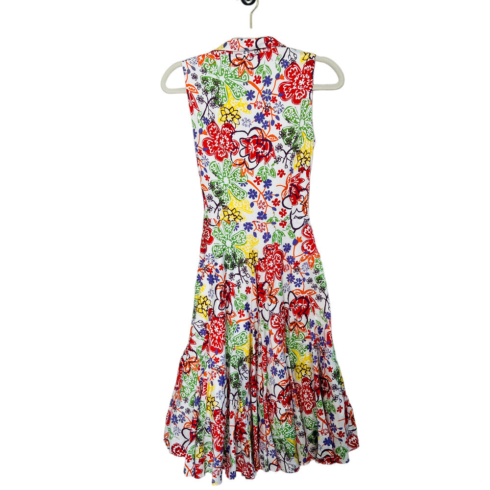 TALBOTS Multicolored Floral Print Wrap Front V-Neck Pleated Midi Dress Sz 6 - Picture 2 of 11